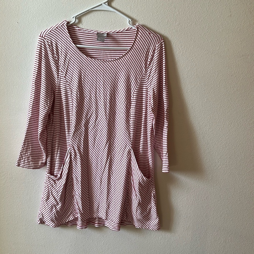 Chico magenta and white striped tunic, size 1 (US size M)
